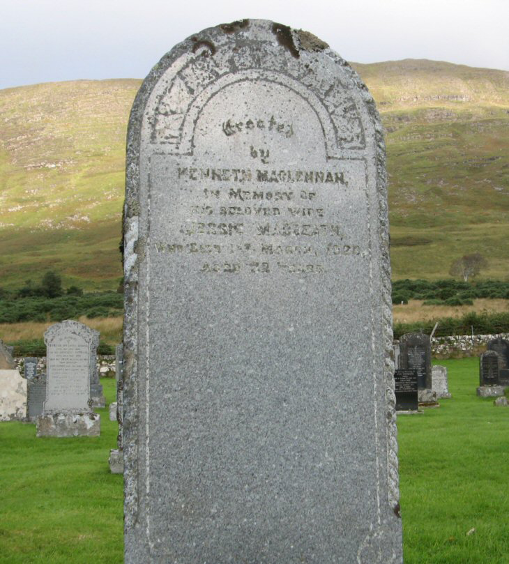 Photo of headstones/Jessie McBeath died 1926 MI Applecross